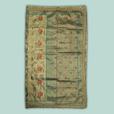 OryanCo Self Design, Embellished, Embroidered, Floral Print, Woven Bollywood Tissue Saree(Green)