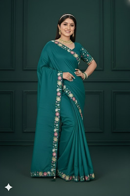 Shree Ambey Self Design Bollywood Georgette Saree(Green)