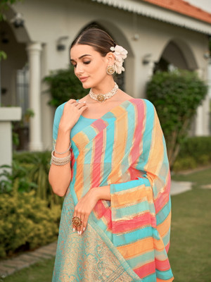 Sariya Woven Sambalpuri Art Silk Saree(Blue, Multicolor)