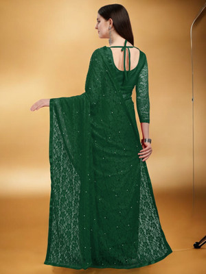 NEXA Self Design Bollywood Net Saree(Green)