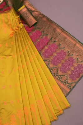 Miswa Woven Kanjivaram Pure Silk, Art Silk Saree(Yellow)