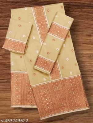 AGRWAL SILK SURAT Woven Mekhela Chador Cotton Blend Saree(Cream)