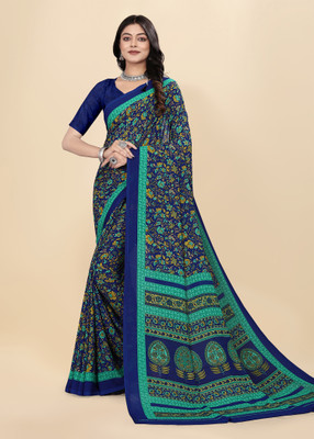 Vimla Printed Daily Wear Crepe Saree(Dark Blue)