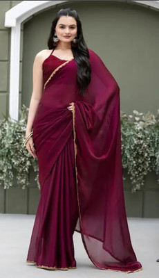 crazy clothe Embroidered Bollywood Chiffon Saree(Maroon)