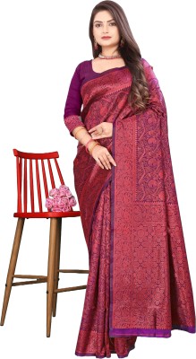 Sathiya Creation Printed Kanjivaram Pure Silk Saree(Magenta)