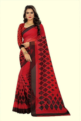 Vimalnath Synthetics Printed Daily Wear Georgette Saree(Red)