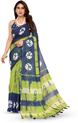 Moda Rapido Printed Bollywood Linen Saree(Yellow)