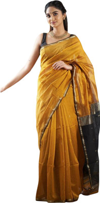 WOMENELEGENCE Embellished Banarasi Pure Silk Saree(Yellow)