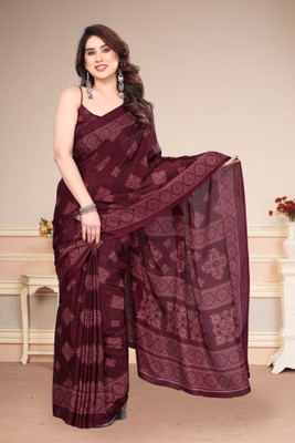 Yatay Geometric Print Bollywood Chiffon, Georgette Saree(Maroon)