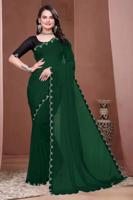 Labheshwari Embellished Bollywood Georgette Saree(Green)
