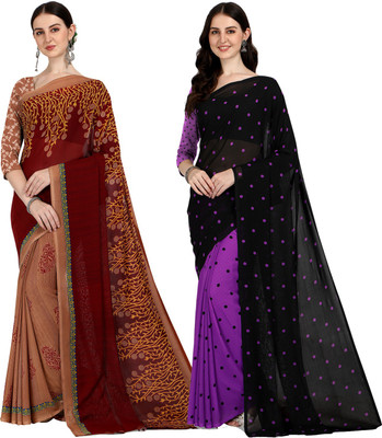Anand Sarees Printed Daily Wear Georgette Saree(Pack of 2, Multicolor)