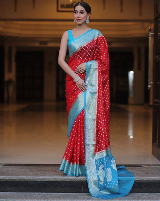 GATISHVAM TEXTILE Woven Banarasi Art Silk Saree(Red)