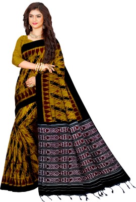 Quetzal Printed, Self Design Sambalpuri Pure Cotton Saree(Yellow)