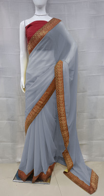 Sareez House Solid/Plain Daily Wear Georgette Saree(Grey)