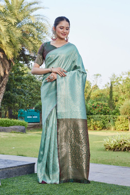 MANJULA SAREE Woven Banarasi Cotton Silk Saree(Light Green)