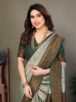 AVANTIKA FASHION Woven Kanjivaram Pure Silk, Art Silk Saree(Multicolor)