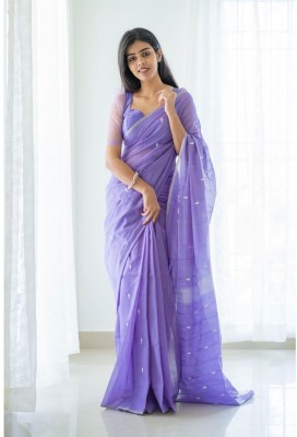 darenton Embroidered Bollywood Chiffon Saree(Purple)