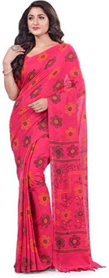 Desh Bidesh Woven, Self Design, Printed Handloom Handloom Cotton Blend, Pure Cotton Saree(Pink)