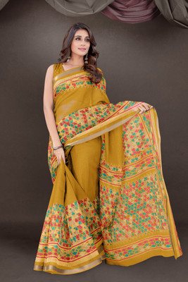 MIRCHI FASHION Printed, Geometric Print Kota Doria Polyester Saree(Mustard, Red, Green)