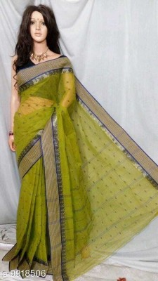 Parbati fashion Self Design Tant Pure Cotton Saree(Light Green)