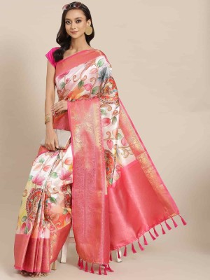 Tasrika Digital Print Banarasi Art Silk Saree(Pink)