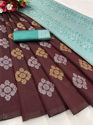 RASVRITI Printed Kanjivaram Pure Silk, Art Silk Saree(Maroon)