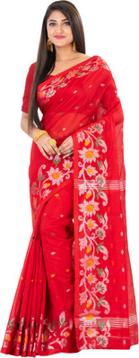 SAYAN CREATION Woven Handloom Handloom Cotton Blend Saree(Red)