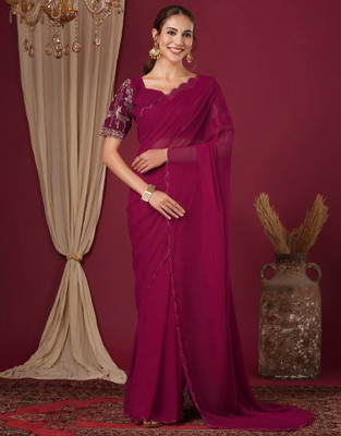 all about you Dyed Bollywood Georgette Saree(Pink)