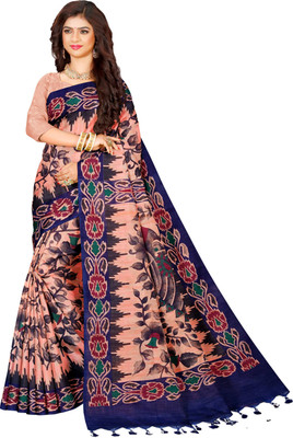 Shree Hari Printed Sambalpuri Pure Cotton Saree(Orange)