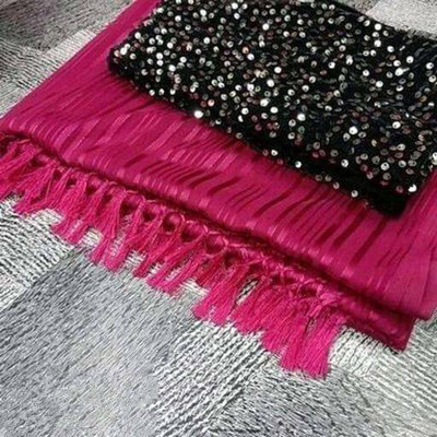 RENSILAFAB Self Design Bollywood Chiffon Saree(Pink)