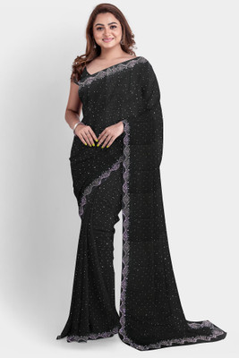 Shalik Embellished Bollywood Polyester Saree(Black)
