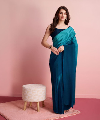 Rachna Ombre Bollywood Satin Saree(Blue)