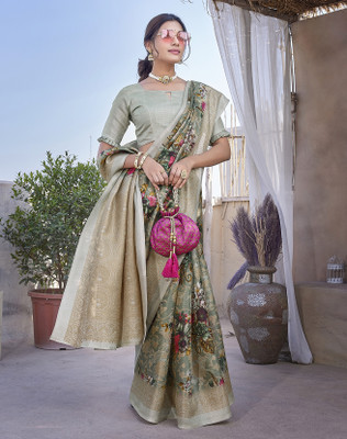 YASHIKA Printed Daily Wear Art Silk Saree(Green)