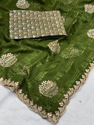 K 5 FASHION Embroidered Bollywood Georgette Saree(Light Green)
