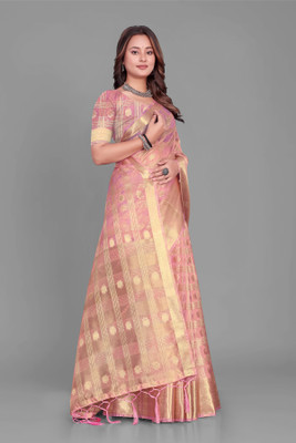 Aarunika fashion Printed Bollywood Organza Saree(Pink)