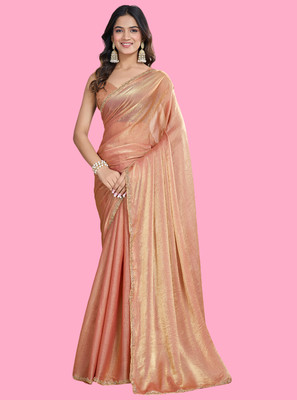 Croza Solid/Plain Bollywood Organza, Pure Silk Saree(Multicolor)