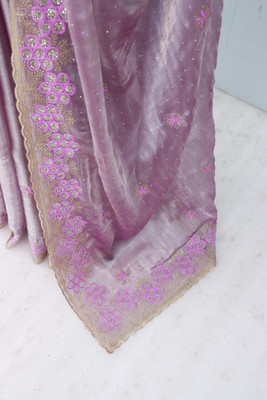 KHRITI FAB Embroidered Bollywood Jimmy choo Saree(Purple)