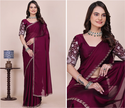 K 5 FASHION Embellished Bollywood Georgette Saree(Brown)