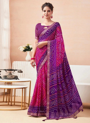 Panchvati NX Printed Bandhani Georgette Saree(Pink)
