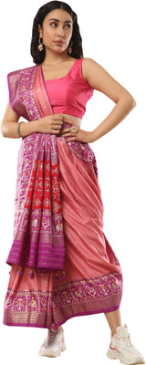 Akhilam Woven Patola Silk Blend Saree(Purple)