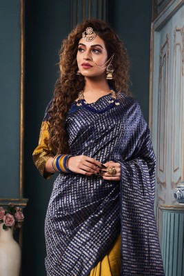 Saubhagya Trends Woven Banarasi Art Silk Saree(Dark Blue)