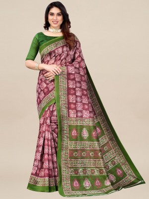 Ratnavati Printed Pochampally Art Silk Saree(Purple)