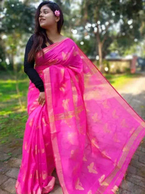 suman collection Embroidered Saree with Attached Blouse Silk Blend Saree(Multicolor)