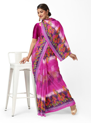 Suali Printed Bandhani Georgette Saree(Pink)