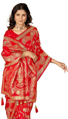 Tasrika Printed Banarasi Pure Silk Saree(Gold)