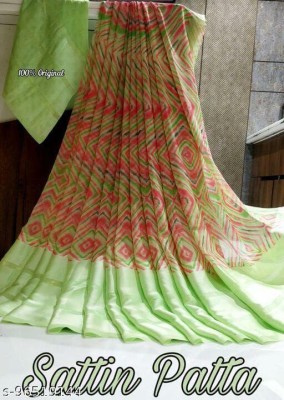 Sitanjali Lifestyle Printed Bollywood Georgette, Satin Saree(Green)