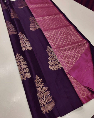 Suhanioi Self Design Bollywood Silk Blend Saree(Blue)
