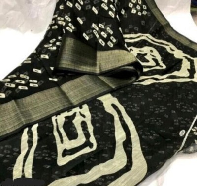 Saadhvi Printed Daily Wear Pure Cotton Saree(Black)