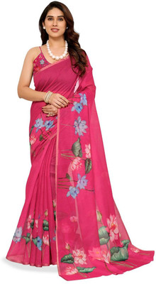 Moda Rapido Printed Bollywood Silk Blend Saree(Pink)