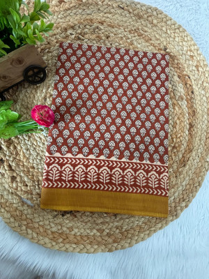 RAGISHA ENTERPRISE Digital Print Daily Wear Cotton Linen Saree(Maroon)